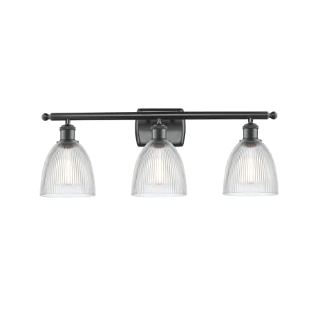 A large image of the Innovations Lighting 516-3W Castile Matte Black / Clear