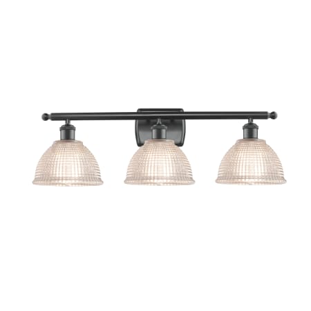 A large image of the Innovations Lighting 516-3W Arietta Matte Black / Clear