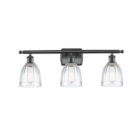 A large image of the Innovations Lighting 516-3W Brookfield Matte Black / Clear