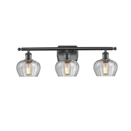 A large image of the Innovations Lighting 516-3W Fenton Matte Black / Clear