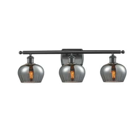 A large image of the Innovations Lighting 516-3W Fenton Matte Black / Plated Smoked