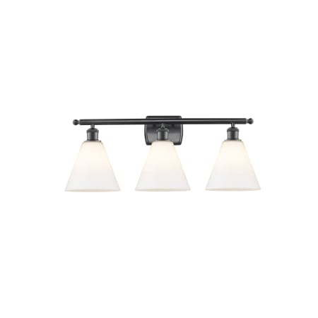 A large image of the Innovations Lighting 516-3W-11-28 Berkshire Vanity Matte Black / Matte White