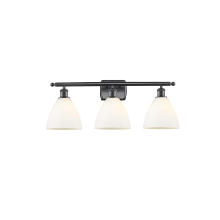 A large image of the Innovations Lighting 516-3W-11-28 Bristol Vanity Matte Black / Matte White