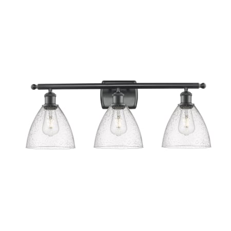 A large image of the Innovations Lighting 516-3W-11-28 Bristol Vanity Matte Black / Seedy