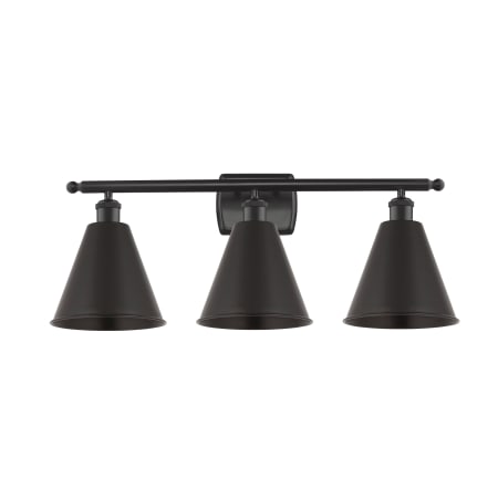 A large image of the Innovations Lighting 516-3W-11-28 Cone Vanity Matte Black