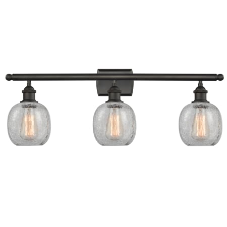 A large image of the Innovations Lighting 516-3W Belfast Oiled Rubbed Bronze / Clear Crackle