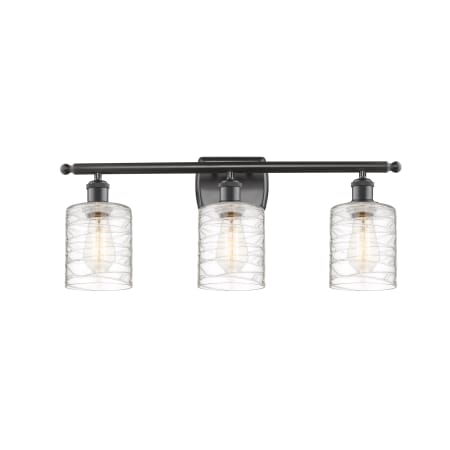 A large image of the Innovations Lighting 516-3W-10-26 Cobbleskill Vanity Oil Rubbed Bronze / Deco Swirl