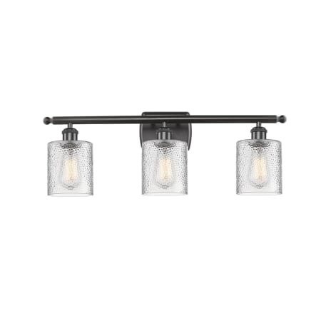 A large image of the Innovations Lighting 516-3W Cobleskill Oiled Rubbed Bronze / Clear Ripple