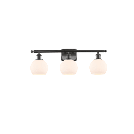 A large image of the Innovations Lighting 516-3W-9-26 Athens Vanity Oil Rubbed Bronze / Matte White