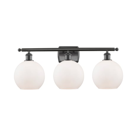 A large image of the Innovations Lighting 516-3W-13-26 Athens Vanity Oil Rubbed Bronze / Matte White