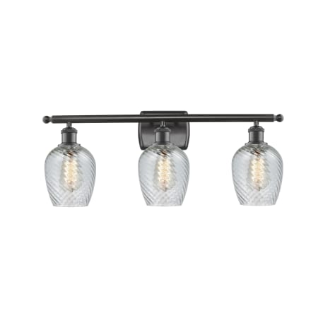 A large image of the Innovations Lighting 516-3W Salina Oil Rubbed Bronze / Clear Fluted