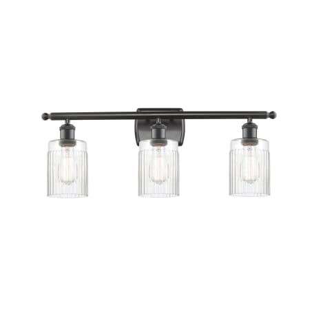 A large image of the Innovations Lighting 516-3W Hadley Oil Rubbed Bronze / Clear