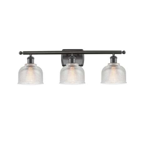 A large image of the Innovations Lighting 516-3W Dayton Oil Rubbed Bronze / Clear