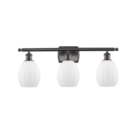 A large image of the Innovations Lighting 516-3W-12-26 Eaton Vanity Matte White / Oil Rubbed Bronze