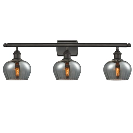 A large image of the Innovations Lighting 516-3W Fenton Oiled Rubbed Bronze / Smoked Fluted