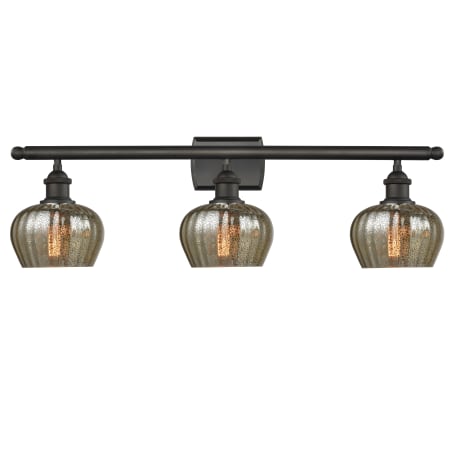 A large image of the Innovations Lighting 516-3W Fenton Oiled Rubbed Bronze / Mercury Fluted