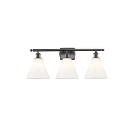 A large image of the Innovations Lighting 516-3W-11-28 Berkshire Vanity Oil Rubbed Bronze / Matte White