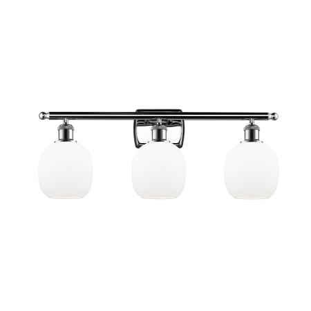 A large image of the Innovations Lighting 516-3W Belfast Polished Chrome / Matte White