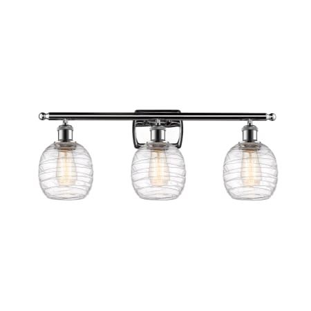 A large image of the Innovations Lighting 516-3W-11-26 Belfast Vanity Polished Chrome / Deco Swirl