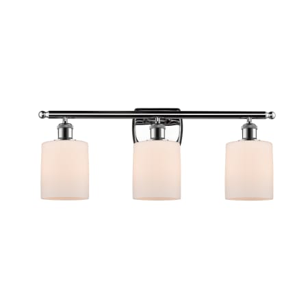 A large image of the Innovations Lighting 516-3W Cobbleskill Polished Chrome / Matte White