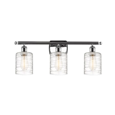 A large image of the Innovations Lighting 516-3W-10-26 Cobbleskill Vanity Polished Chrome / Deco Swirl