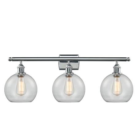 A large image of the Innovations Lighting 516-3W-13-26 Athens Vanity Polished Chrome / Clear