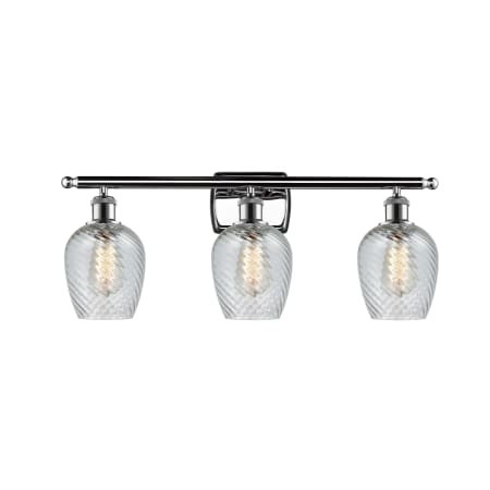 A large image of the Innovations Lighting 516-3W Salina Polished Chrome / Clear Fluted