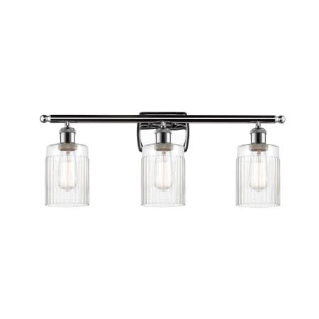 A large image of the Innovations Lighting 516-3W Hadley Polished Chrome / Clear