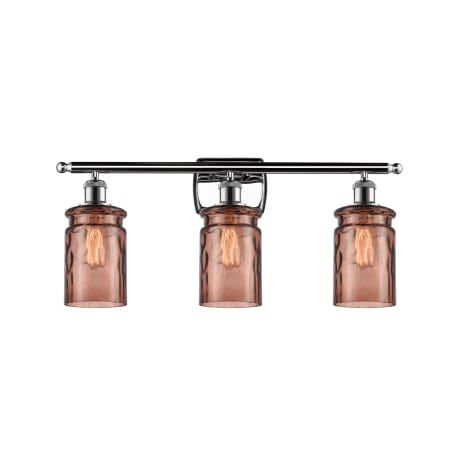 A large image of the Innovations Lighting 516-3W Candor Polished Chrome / Toffee Waterglass