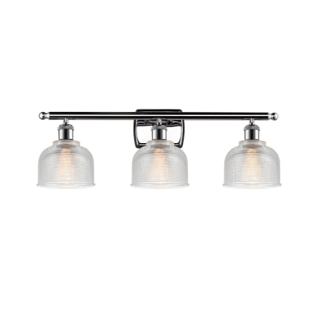 A large image of the Innovations Lighting 516-3W Dayton Polished Chrome / Clear