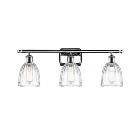 A large image of the Innovations Lighting 516-3W Brookfield Polished Chrome / Clear