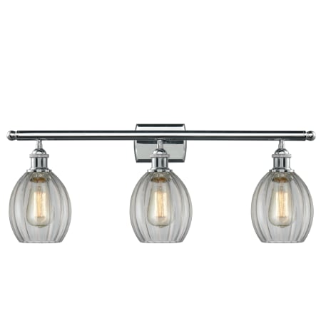 A large image of the Innovations Lighting 516-3W Eaton Polished Chrome / Clear Fluted