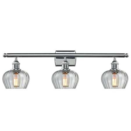 A large image of the Innovations Lighting 516-3W Fenton Polished Chrome / Clear Fluted