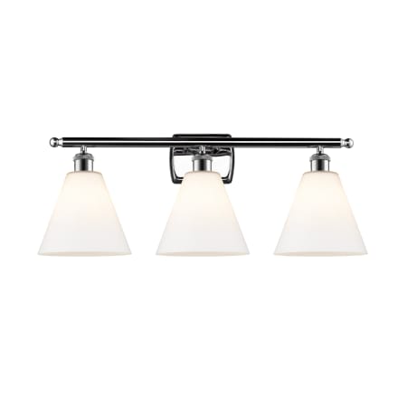 A large image of the Innovations Lighting 516-3W-11-28 Berkshire Vanity Polished Chrome / Matte White