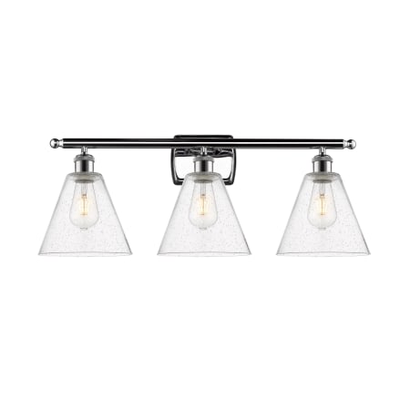 A large image of the Innovations Lighting 516-3W-11-28 Berkshire Vanity Polished Chrome / Seedy