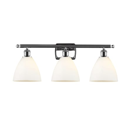 A large image of the Innovations Lighting 516-3W-11-28 Bristol Vanity Polished Chrome / Matte White