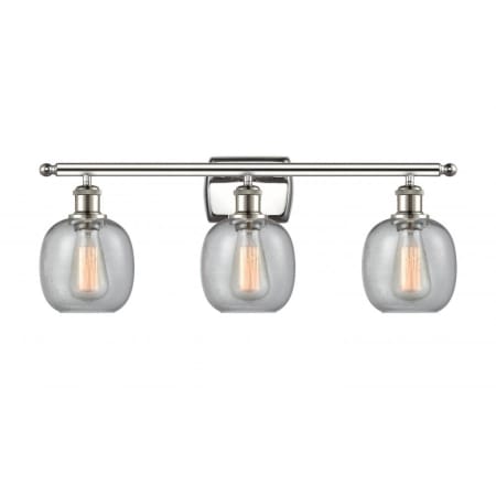 A large image of the Innovations Lighting 516-3W Belfast Polished Nickel / Seedy