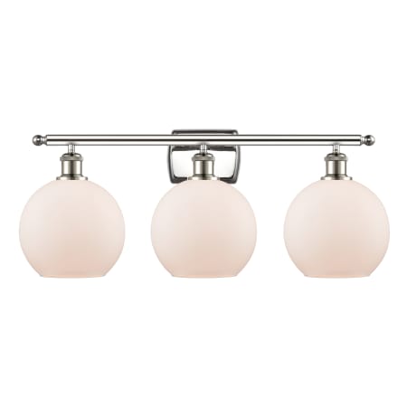 A large image of the Innovations Lighting 516-3W-13-26 Athens Vanity Polished Nickel / Matte White