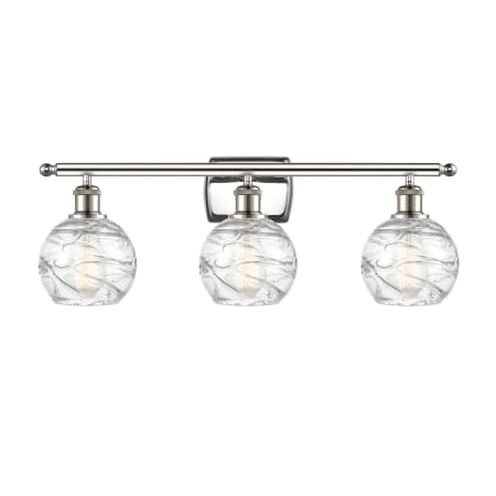 A large image of the Innovations Lighting 516-3W Small Deco Swirl Polished Nickel / Clear