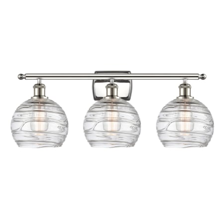 A large image of the Innovations Lighting 516-3W Deco Swirl Polished Nickel / Clear