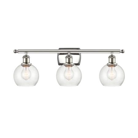 A large image of the Innovations Lighting 516-3W-10-26 Athens Vanity Polished Nickel / Seedy