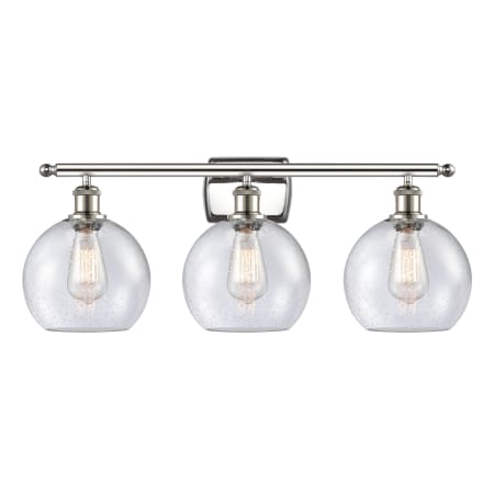 A large image of the Innovations Lighting 516-3W-13-26 Athens Vanity Polished Nickel / Seedy