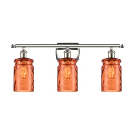 A large image of the Innovations Lighting 516-3W Candor Polished Nickel / Turmeric Waterglass