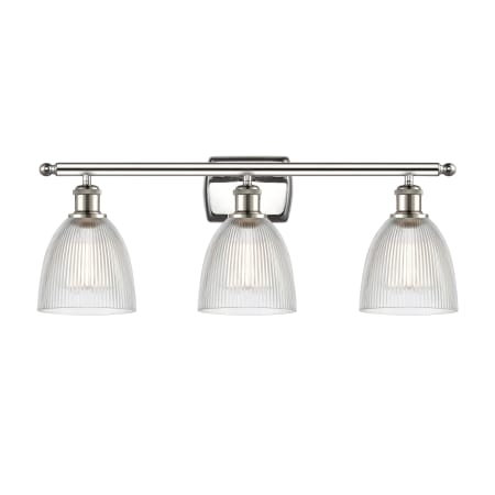 A large image of the Innovations Lighting 516-3W Castile Polished Nickel / Clear