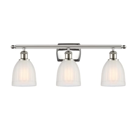 A large image of the Innovations Lighting 516-3W Brookfield Polished Nickel / White