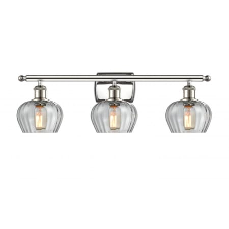 A large image of the Innovations Lighting 516-3W Fenton Polished Nickel / Clear