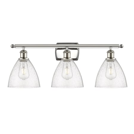 A large image of the Innovations Lighting 516-3W-12-28 Bristol Vanity Polished Nickel / Seedy