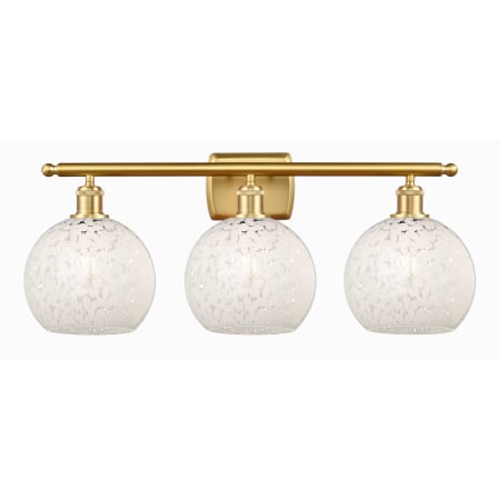 A large image of the Innovations Lighting 516-3W-11-28-White Mouchette-Bathroom Vanity Light Satin Gold / White Mouchette