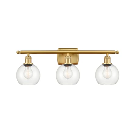 A large image of the Innovations Lighting 516-3W-9-26 Athens Vanity Satin Gold / Clear