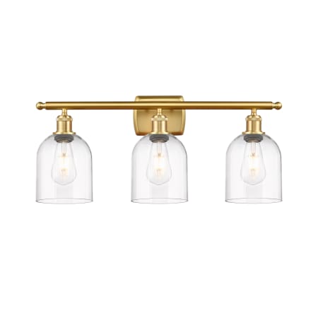 A large image of the Innovations Lighting 516-3W-11-26-Bella-Bathroom Vanity Light Satin Gold / Clear